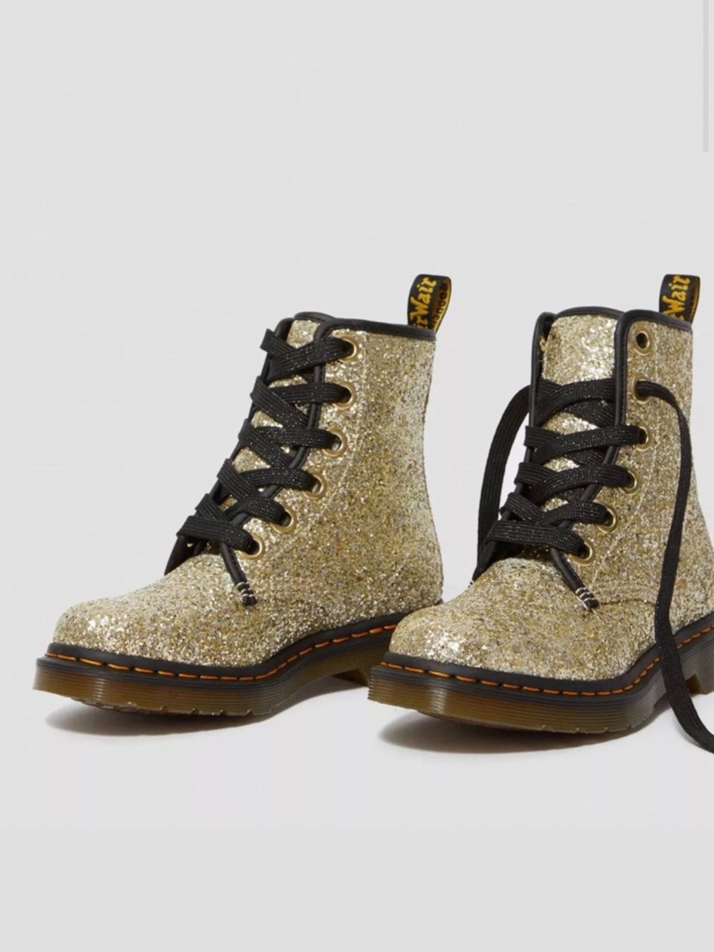 Dr. Martens Women's Gold Glitter Lace-Up Boots
